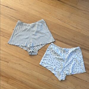 Ribbed Striped Lounge Shorts
